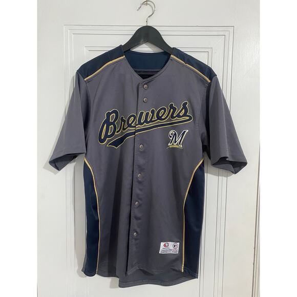Milwaukee Brewers Gray Stitched MLB Baseball Jersey Size S - Picture 1 of 5